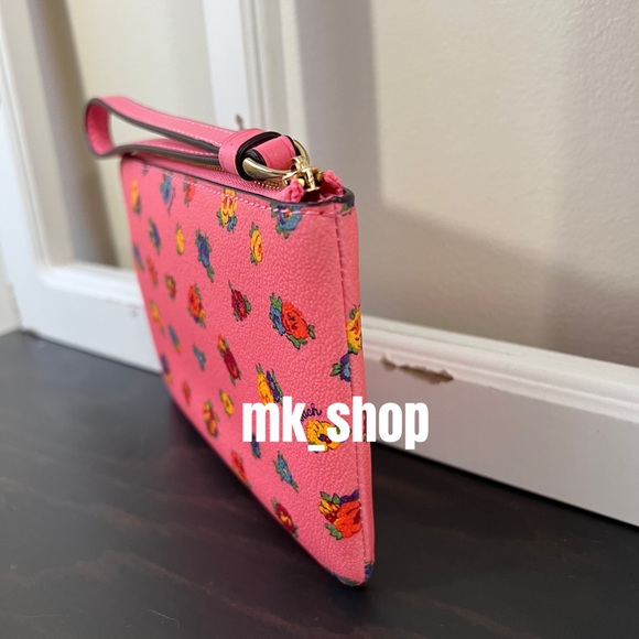 COACH Mini Vintage Rose Print Corner Zip Wristlet - Picture 6 of 15